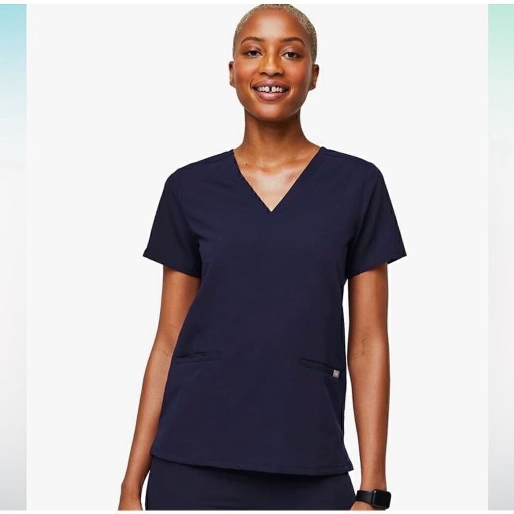 Figs Casma Three Pocket Scrub Top Size XL Navy Blue